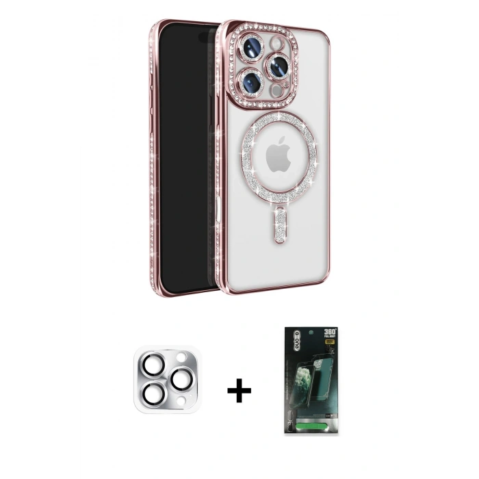 MARSİLYAN™- iPhone 16 Pro Max Kılıf Zirve Doku Prime - Siyah 360 Mat Full Body Arka Koruyucu + Pers Alüminyum Kamera Lens - GS