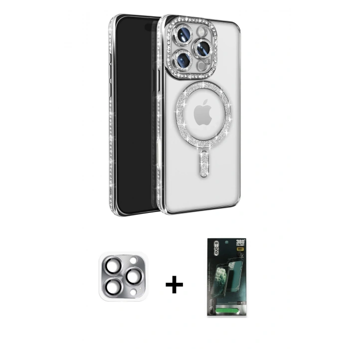 MARSİLYAN™- iPhone 16 Pro Max Kılıf Zirve Doku Prime - Siyah 360 Mat Full Body Arka Koruyucu + Pers Alüminyum Kamera Lens - GI