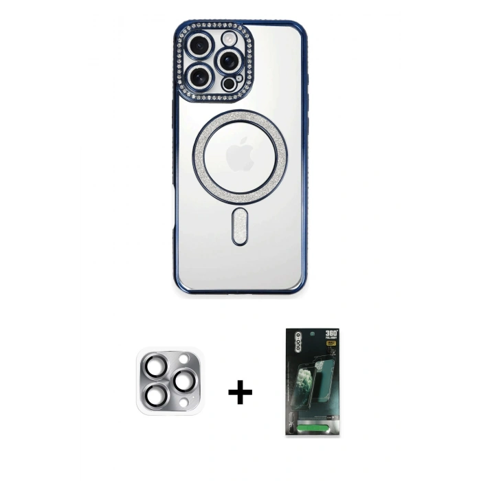 MARSİLYAN™- iPhone 16 Pro Max Kılıf Zirve Doku Prime - Siyah 360 Mat Full Body Arka Koruyucu + Pers Alüminyum Kamera Lens - GI
