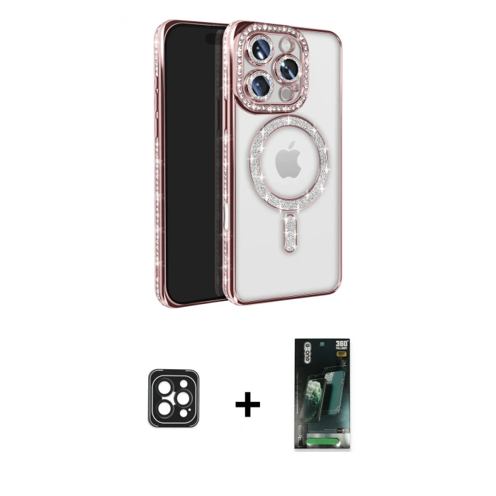 MARSİLYAN™- iPhone 16 Pro Max Kılıf Zirve Doku Prime - Siyah 360 Mat Full Body Arka Koruyucu + Siyah PVD Metal Kamera Lens