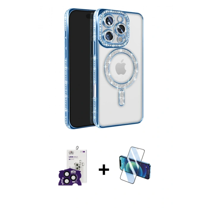 MARSİLYAN™- iPhone 16 Pro Max Kılıf Zirve Doku Prime - Siyah 3D Antistatik Cam Ekran Koruyucu + Bilvis Titan Kamera Lens - SH