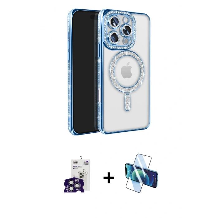 MARSİLYAN™- iPhone 16 Pro Max Kılıf Zirve Doku Prime - Siyah 3D Antistatik Cam Ekran Koruyucu + Bilvis Titan Kamera Lens - TMGI