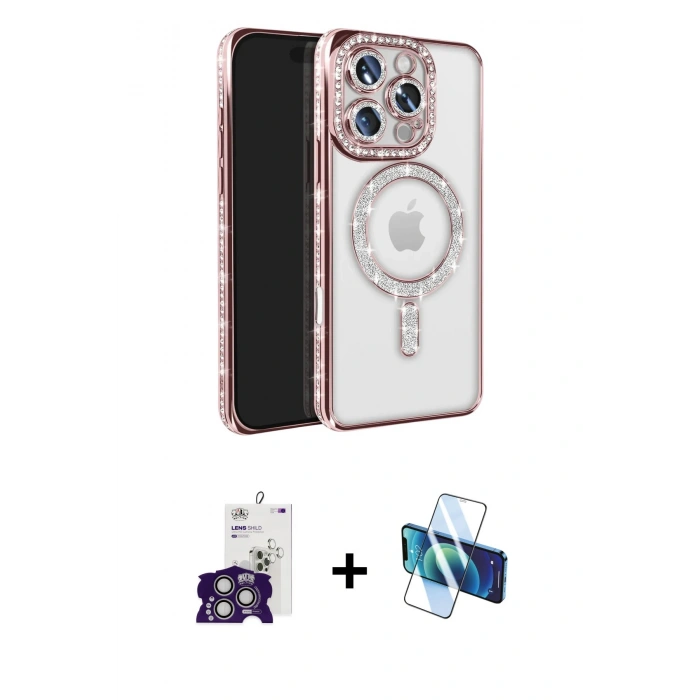 MARSİLYAN™- iPhone 16 Pro Max Kılıf Zirve Doku Prime - Siyah 3D Antistatik Cam Ekran Koruyucu + Bilvis Titan Kamera Lens - GS