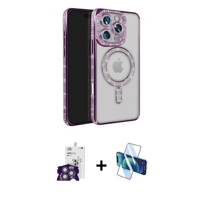 MARSİLYAN™- iPhone 16 Pro Max Kılıf Zirve Doku Prime - Siyah 3D Antistatik Cam Ekran Koruyucu + Bilvis Titan Kamera Lens - GS