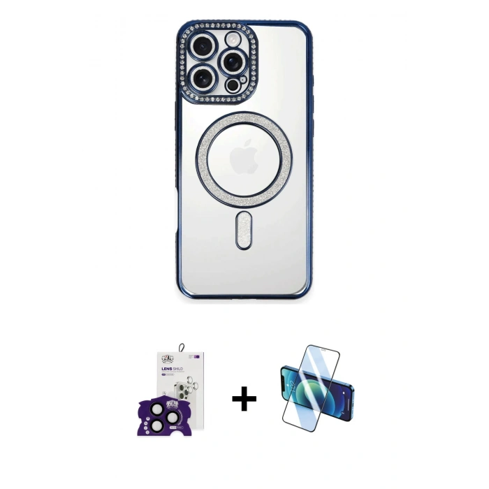 MARSİLYAN™- iPhone 16 Pro Max Kılıf Zirve Doku Prime - Siyah 3D Antistatik Cam Ekran Koruyucu + Bilvis Titan Kamera Lens - SH