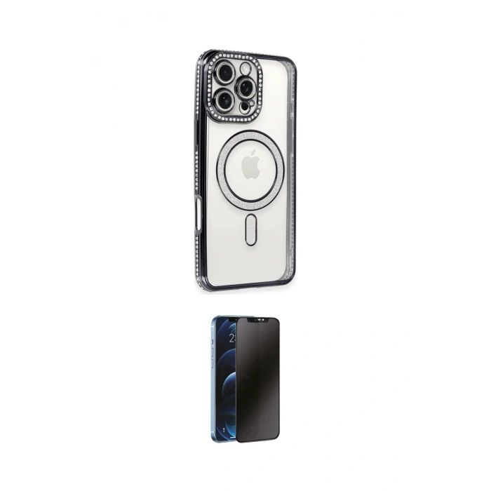 MARSİLYAN™- iPhone 16 Pro Max Kılıf Zirve Doku Prime - Siyah 3D Antistatik Hayalet Cam Ekran Koruyucu