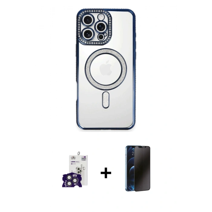 MARSİLYAN™- iPhone 16 Pro Max Kılıf Zirve Doku Prime - Siyah 3D Antistatik Hayalet Cam Ekran Koruyucu + Bilvis Titan Kamera Lens - TMGI