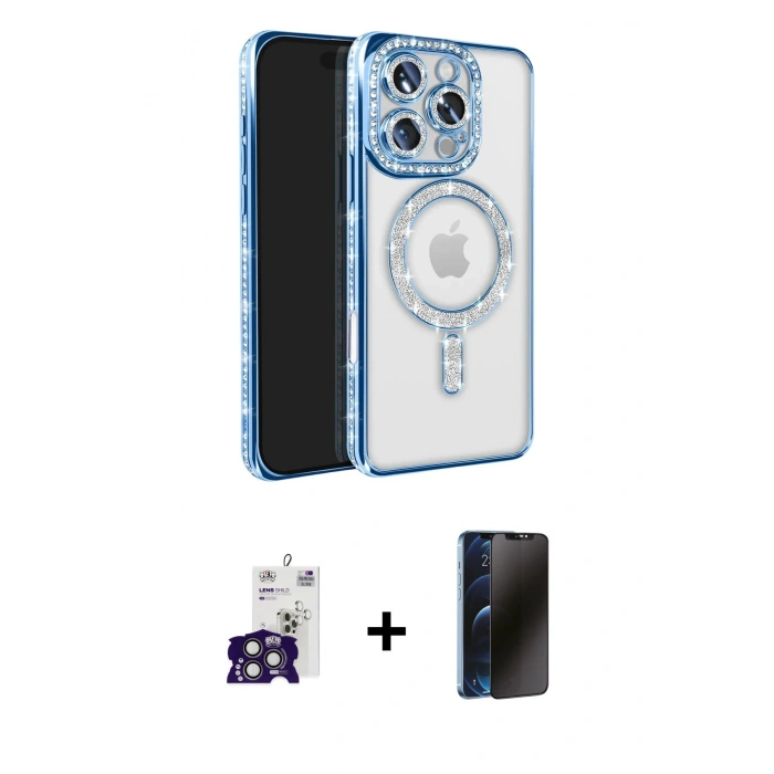 MARSİLYAN™- iPhone 16 Pro Max Kılıf Zirve Doku Prime - Siyah 3D Antistatik Hayalet Cam Ekran Koruyucu + Bilvis Titan Kamera Lens - TMGI