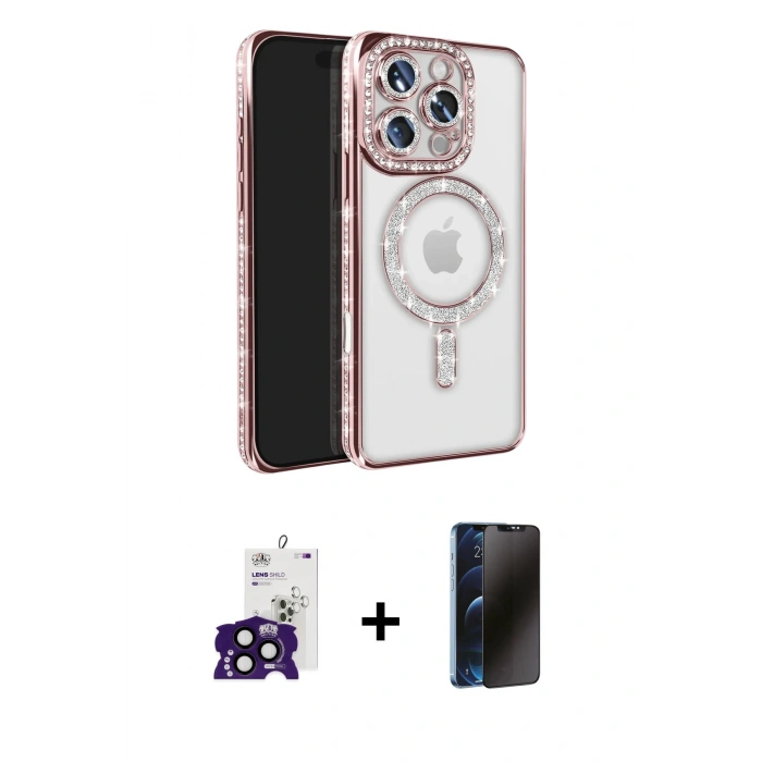 MARSİLYAN™- iPhone 16 Pro Max Kılıf Zirve Doku Prime - Siyah 3D Antistatik Hayalet Cam Ekran Koruyucu + Bilvis Titan Kamera Lens - SH