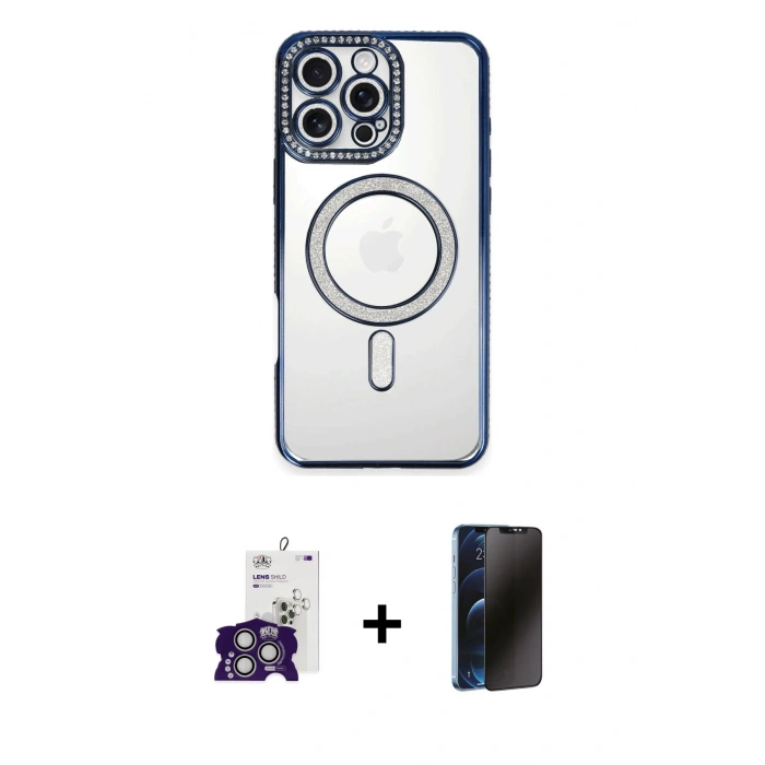 MARSİLYAN™- iPhone 16 Pro Max Kılıf Zirve Doku Prime - Siyah 3D Antistatik Hayalet Cam Ekran Koruyucu + Bilvis Titan Kamera Lens - GS