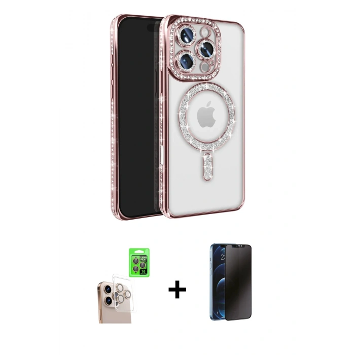 MARSİLYAN™- iPhone 16 Pro Max Kılıf Zirve Doku Prime - Siyah 3D Antistatik Hayalet Cam Ekran Koruyucu + Raze Metal Kamera Lens - NLGY