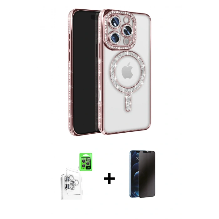 MARSİLYAN™- iPhone 16 Pro Max Kılıf Zirve Doku Prime - Siyah 3D Antistatik Hayalet Cam Ekran Koruyucu + Raze Metal Kamera Lens - BZ