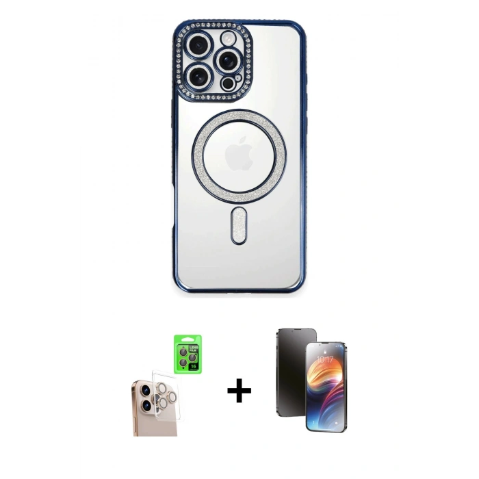 MARSİLYAN™- iPhone 16 Pro Max Kılıf Zirve Doku Prime - Siyah 3D Antistatik Mat Seramik Nano Ekran Koruyucu + Raze Metal Kamera Lens - NLGY