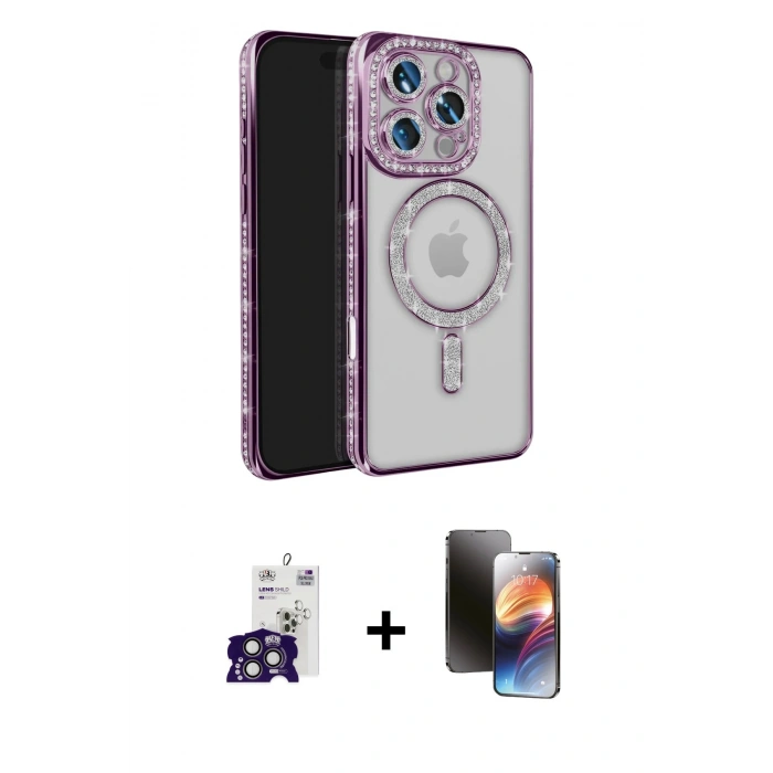 MARSİLYAN™- iPhone 16 Pro Max Kılıf Zirve Doku Prime - Siyah 3D Antistatik Mat Seramik Nano Ekran Koruyucu + Titanyum Gri Bilvis Titan Kamera Lens