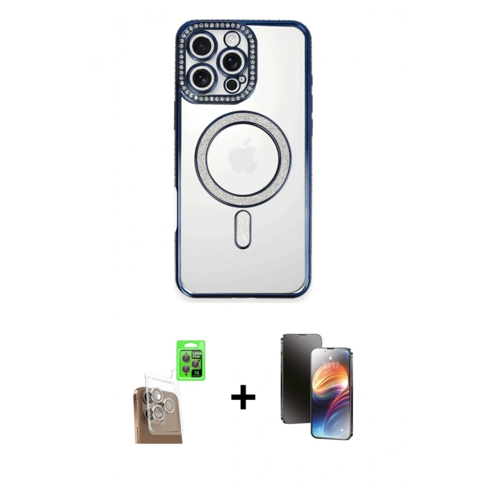 MARSİLYAN™- iPhone 16 Pro Max Kılıf Zirve Doku Prime - Siyah 3D Antistatik Mat Seramik Nano Ekran Koruyucu + Raze Metal Kamera Lens - CLTM