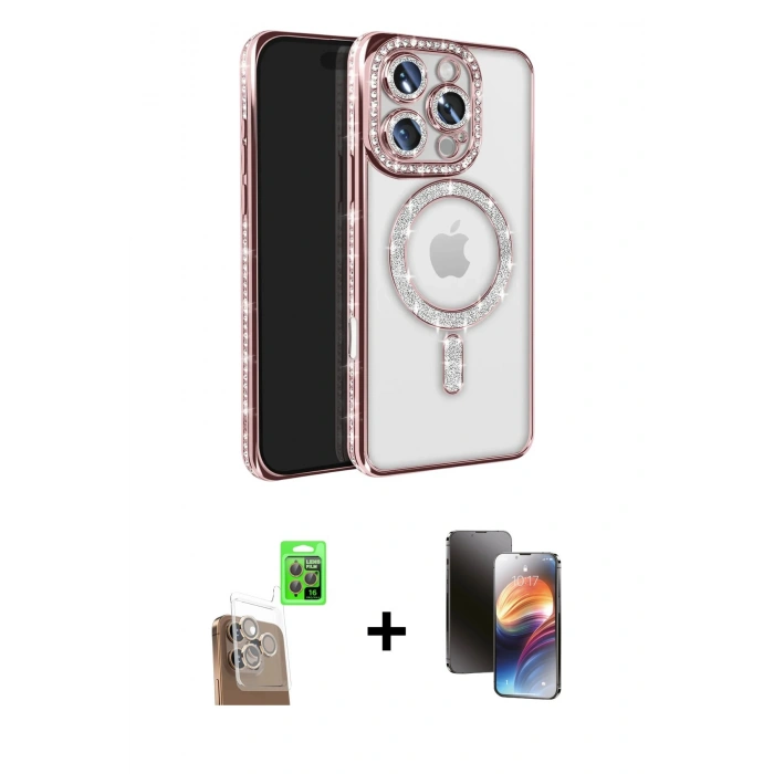 MARSİLYAN™- iPhone 16 Pro Max Kılıf Zirve Doku Prime - Siyah 3D Antistatik Mat Seramik Nano Ekran Koruyucu + Raze Metal Kamera Lens - CLTM