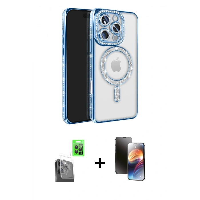 MARSİLYAN™- iPhone 16 Pro Max Kılıf Zirve Doku Prime - Siyah 3D Antistatik Mat Seramik Nano Ekran Koruyucu + Raze Metal Kamera Lens - SH