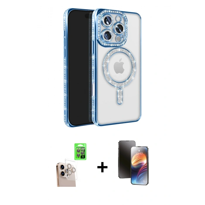 MARSİLYAN™- iPhone 16 Pro Max Kılıf Zirve Doku Prime - Siyah 3D Antistatik Mat Seramik Nano Ekran Koruyucu + Raze Metal Kamera Lens - NLGY