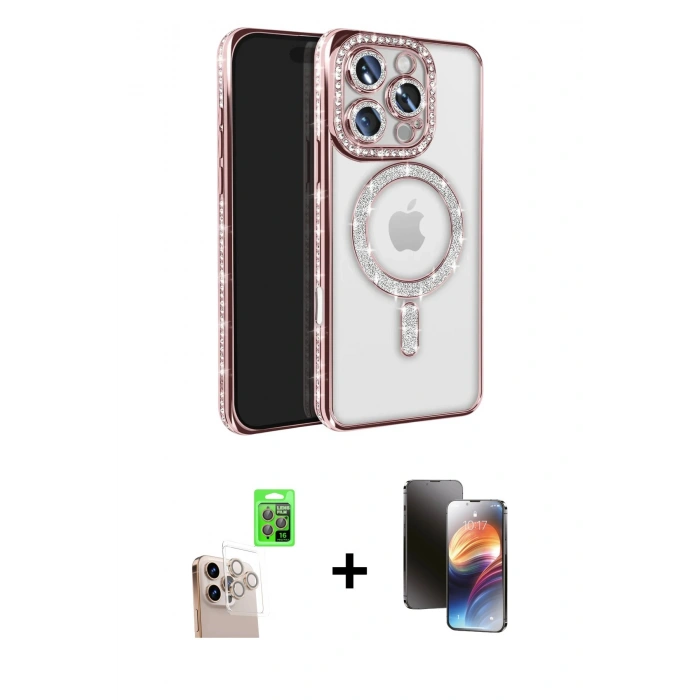 MARSİLYAN™- iPhone 16 Pro Max Kılıf Zirve Doku Prime - Siyah 3D Antistatik Mat Seramik Nano Ekran Koruyucu + Raze Metal Kamera Lens - NLGY