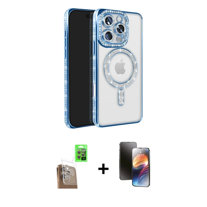 MARSİLYAN™- iPhone 16 Pro Max Kılıf Zirve Doku Prime - Siyah 3D Antistatik Mat Seramik Nano Ekran Koruyucu + Raze Metal Kamera Lens - CLTM