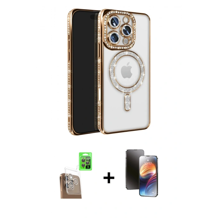 MARSİLYAN™- iPhone 16 Pro Max Kılıf Zirve Doku Prime - Siyah 3D Antistatik Mat Seramik Nano Ekran Koruyucu + Raze Metal Kamera Lens - CLTM