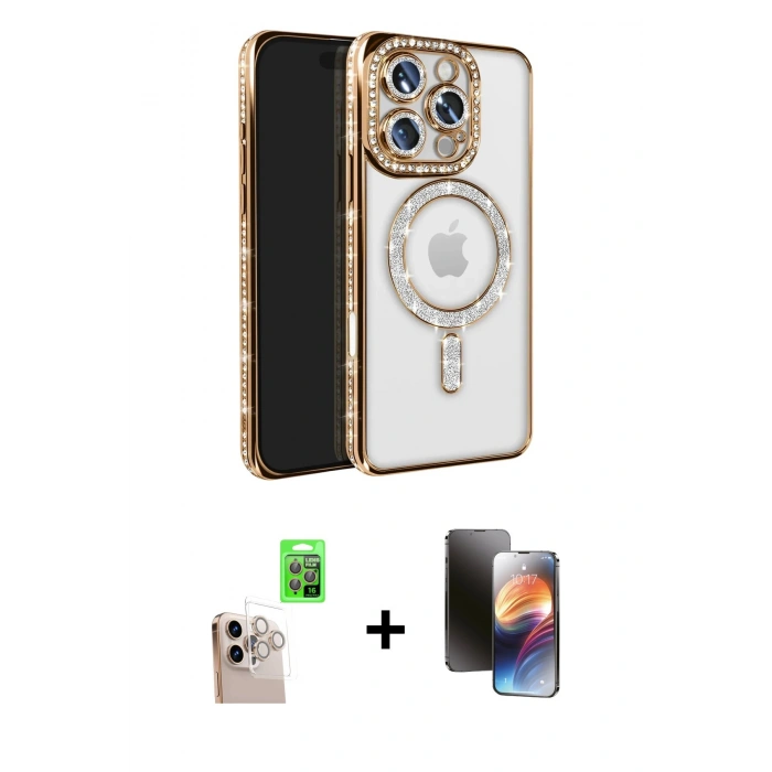 MARSİLYAN™- iPhone 16 Pro Max Kılıf Zirve Doku Prime - Siyah 3D Antistatik Mat Seramik Nano Ekran Koruyucu + Raze Metal Kamera Lens - NLGY