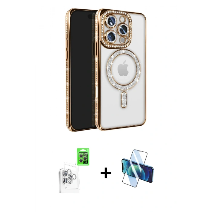 MARSİLYAN™- iPhone 16 Pro Max Kılıf Zirve Doku Prime - Siyah 3D Antistatik Seramik Nano Ekran Koruyucu + Beyaz Raze Metal Kamera Lens