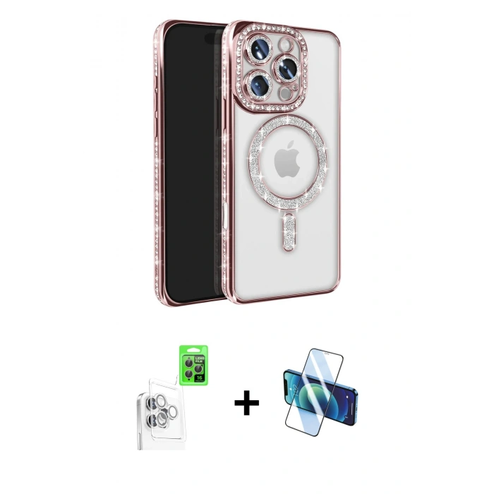MARSİLYAN™- iPhone 16 Pro Max Kılıf Zirve Doku Prime - Siyah 3D Antistatik Seramik Nano Ekran Koruyucu + Beyaz Raze Metal Kamera Lens