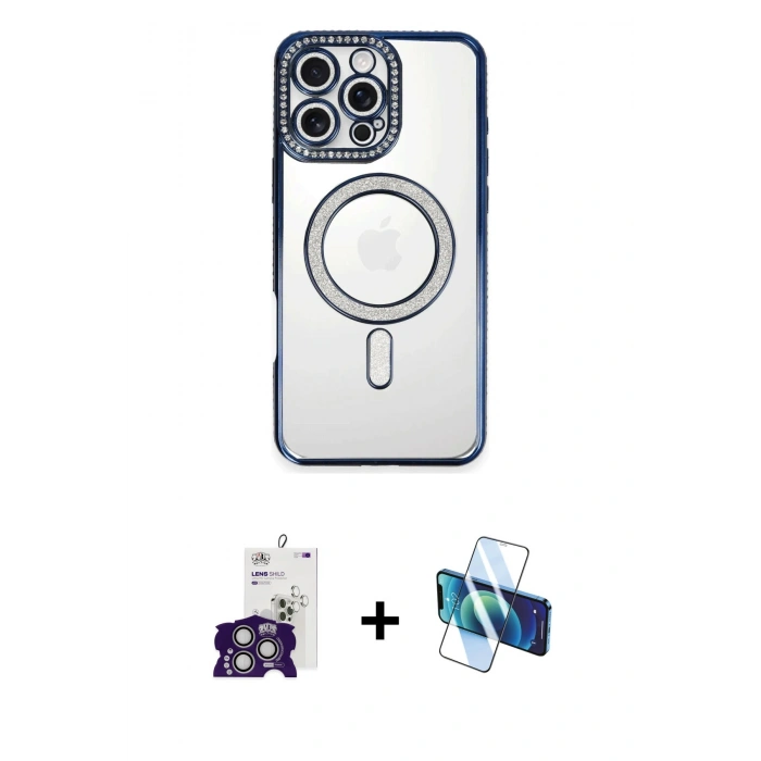 MARSİLYAN™- iPhone 16 Pro Max Kılıf Zirve Doku Prime - Siyah 3D Antistatik Seramik Nano Ekran Koruyucu + Bilvis Titan Kamera Lens - GS