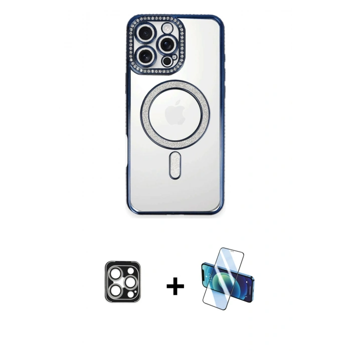 MARSİLYAN™- iPhone 16 Pro Max Kılıf Zirve Doku Prime - Siyah 3D Antistatik Seramik Nano Ekran Koruyucu + PVD Metal Kamera Lens - GS