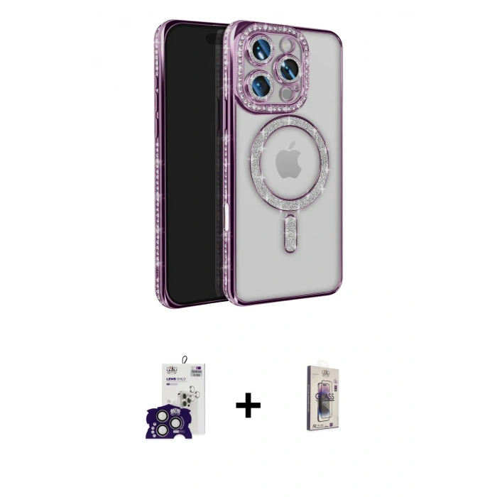MARSİLYAN™- iPhone 16 Pro Max Kılıf Zirve Doku Prime - Siyah Bilvis 3D Cam Ekran Koruyucu + Bilvis Titan Kamera Lens - TMGI