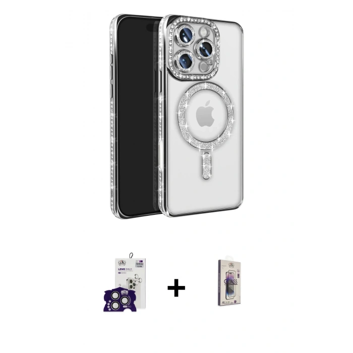 MARSİLYAN™- iPhone 16 Pro Max Kılıf Zirve Doku Prime - Siyah Bilvis 3D Cam Ekran Koruyucu + Bilvis Titan Kamera Lens - TMGI