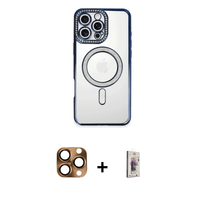 MARSİLYAN™- iPhone 16 Pro Max Kılıf Zirve Doku Prime - Siyah Bilvis 3D Cam Ekran Koruyucu + Çöl Titanyum Pers Alüminyum Kamera Lens