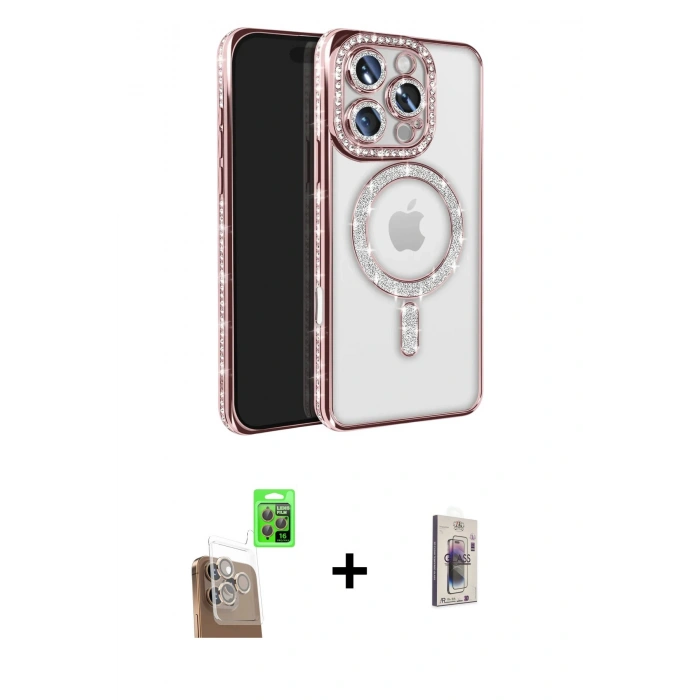 MARSİLYAN™- iPhone 16 Pro Max Kılıf Zirve Doku Prime - Siyah Bilvis 3D Cam Ekran Koruyucu + Raze Metal Kamera Lens - CLTM