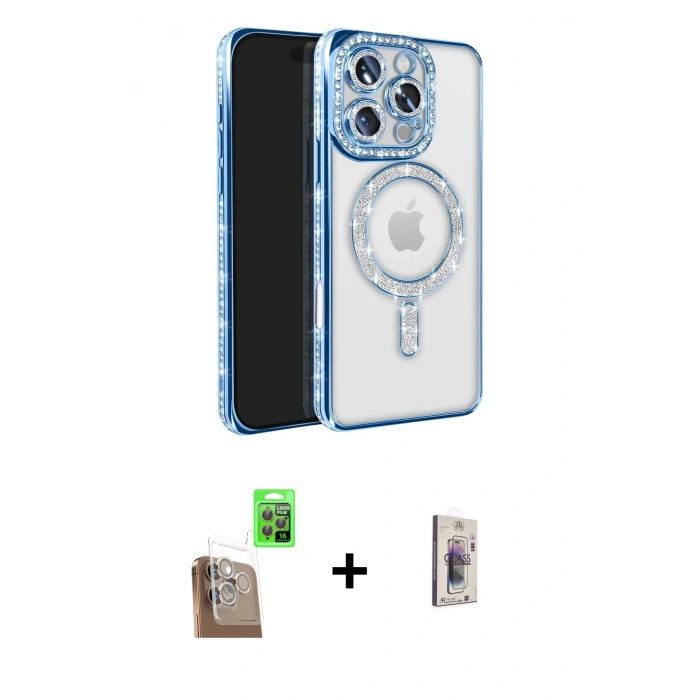MARSİLYAN™- iPhone 16 Pro Max Kılıf Zirve Doku Prime - Siyah Bilvis 3D Cam Ekran Koruyucu + Raze Metal Kamera Lens - CLTM