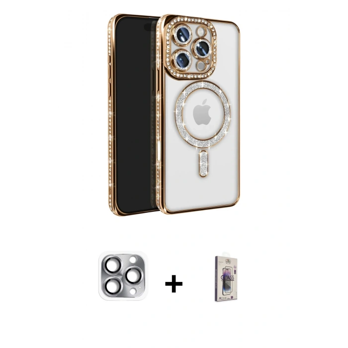 MARSİLYAN™- iPhone 16 Pro Max Kılıf Zirve Doku Prime - Siyah Bilvis 3D Cam Ekran Koruyucu + Pers Alüminyum Kamera Lens - GI