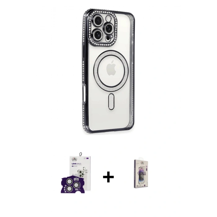 MARSİLYAN™- iPhone 16 Pro Max Kılıf Zirve Doku Prime - Siyah Bilvis 3D Cam Ekran Koruyucu + Bilvis Titan Kamera Lens - GS