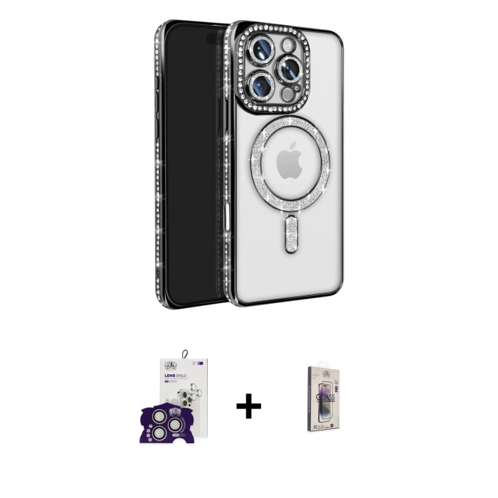 MARSİLYAN™- iPhone 16 Pro Max Kılıf Zirve Doku Prime - Siyah Bilvis 3D Cam Ekran Koruyucu + Bilvis Titan Kamera Lens - GS