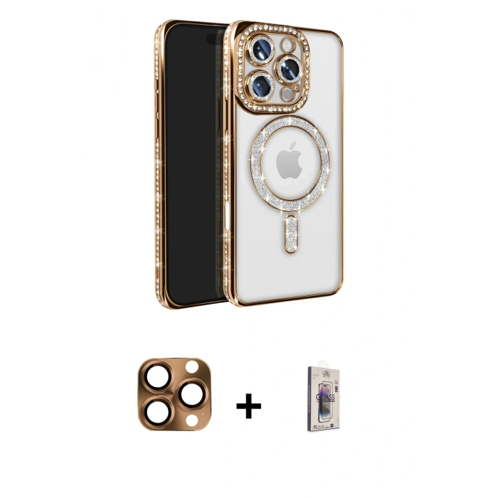 MARSİLYAN™- iPhone 16 Pro Max Kılıf Zirve Doku Prime - Siyah Bilvis 3D Cam Ekran Koruyucu + Pers Alüminyum Kamera Lens - CLTM