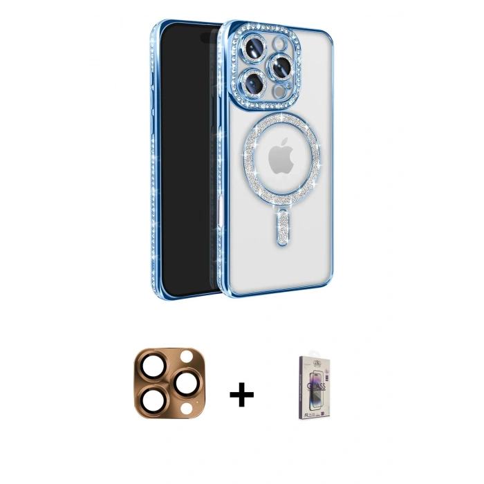 MARSİLYAN™- iPhone 16 Pro Max Kılıf Zirve Doku Prime - Siyah Bilvis 3D Cam Ekran Koruyucu + Pers Alüminyum Kamera Lens - CLTM