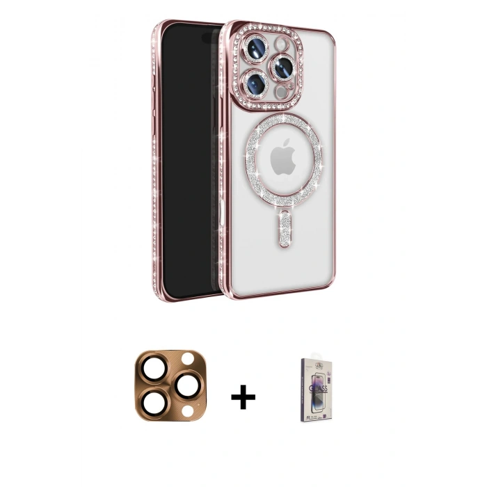 MARSİLYAN™- iPhone 16 Pro Max Kılıf Zirve Doku Prime - Siyah Bilvis 3D Cam Ekran Koruyucu + Pers Alüminyum Kamera Lens - CLTM