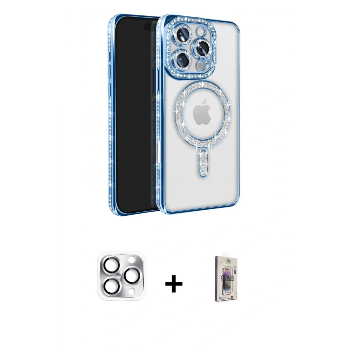 MARSİLYAN™- iPhone 16 Pro Max Kılıf Zirve Doku Prime - Siyah Bilvis 3D Cam Ekran Koruyucu + Pers Alüminyum Kamera Lens - GS