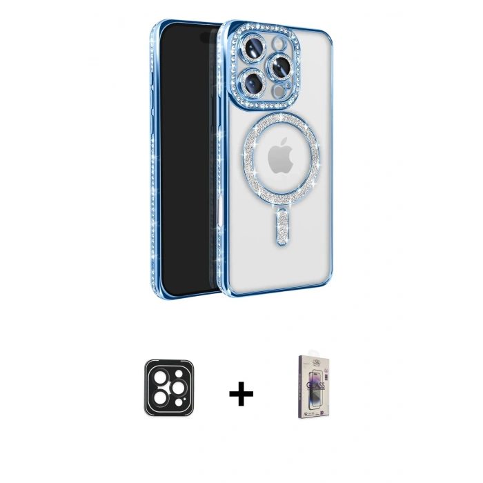 MARSİLYAN™- iPhone 16 Pro Max Kılıf Zirve Doku Prime - Siyah Bilvis 3D Cam Ekran Koruyucu + Siyah PVD Metal Kamera Lens