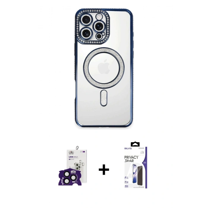 MARSİLYAN™- iPhone 16 Pro Max Kılıf Zirve Doku Prime - Siyah Bilvis 3X AR Hayalet Cam Ekran Koruyucu + Bilvis Titan Kamera Lens - SH