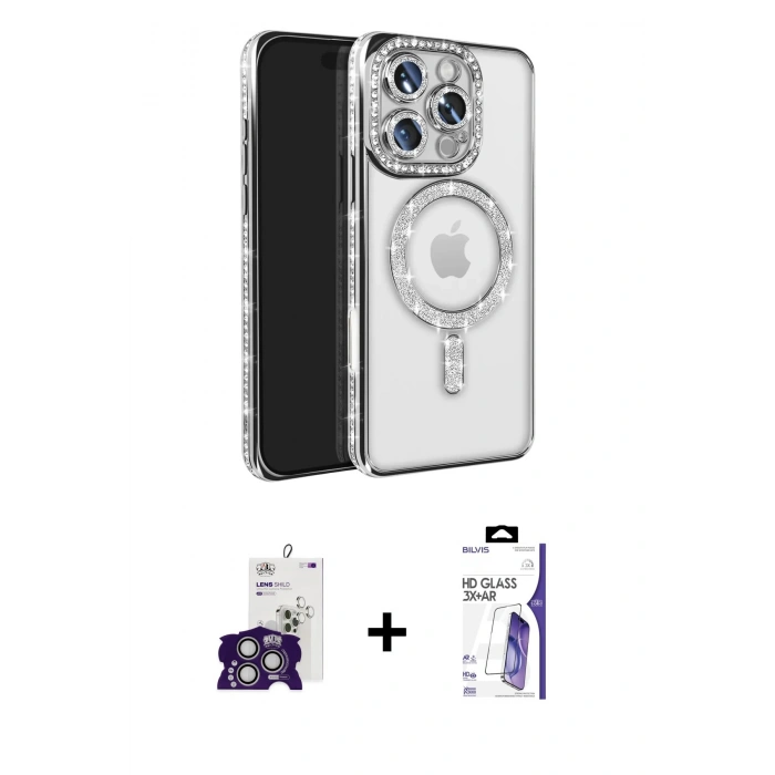 MARSİLYAN™- iPhone 16 Pro Max Kılıf Zirve Doku Prime - Siyah Bilvis 3X AR HD Cam Ekran Koruyucu + Bilvis Titan Kamera Lens - GS