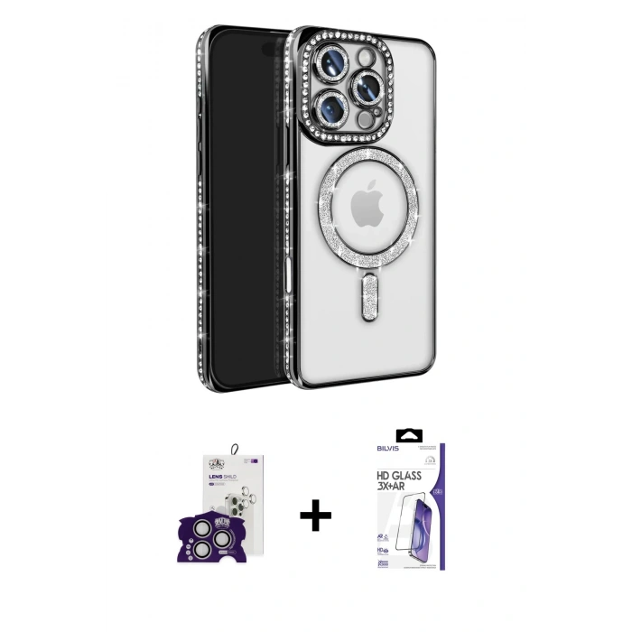 MARSİLYAN™- iPhone 16 Pro Max Kılıf Zirve Doku Prime - Siyah Bilvis 3X AR HD Cam Ekran Koruyucu + Bilvis Titan Kamera Lens - GS