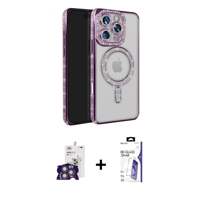 MARSİLYAN™- iPhone 16 Pro Max Kılıf Zirve Doku Prime - Siyah Bilvis 3X AR HD Cam Ekran Koruyucu + Bilvis Titan Kamera Lens - GS