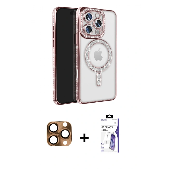 MARSİLYAN™- iPhone 16 Pro Max Kılıf Zirve Doku Prime - Siyah Bilvis 3X AR HD Cam Ekran Koruyucu + Pers Alüminyum Kamera Lens - CLTM