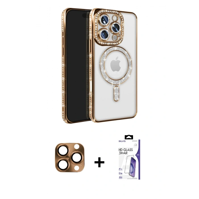 MARSİLYAN™- iPhone 16 Pro Max Kılıf Zirve Doku Prime - Siyah Bilvis 3X AR HD Cam Ekran Koruyucu + Pers Alüminyum Kamera Lens - CLTM
