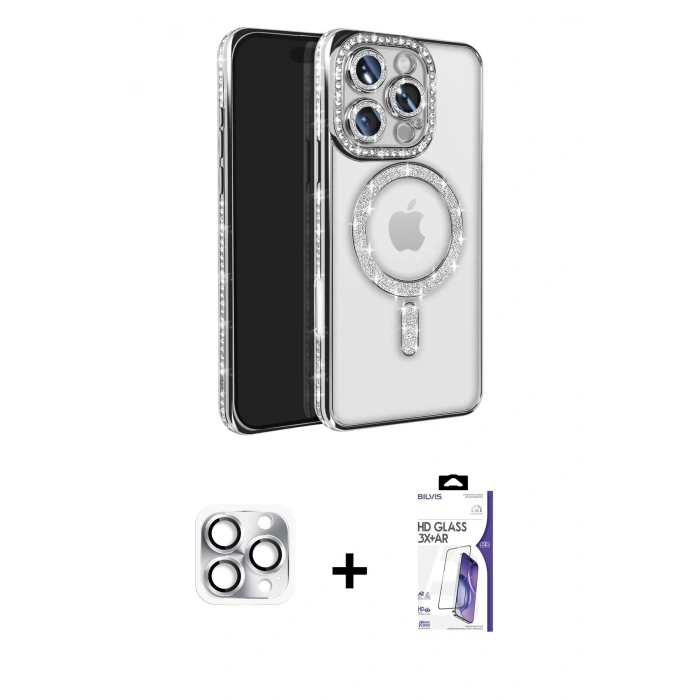 MARSİLYAN™- iPhone 16 Pro Max Kılıf Zirve Doku Prime - Siyah Bilvis 3X AR HD Cam Ekran Koruyucu + Pers Alüminyum Kamera Lens - GS